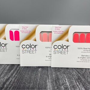 Color Street Nail Strips Pink Coral Lot of 3